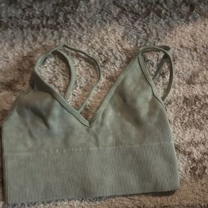 Green Ribbed Bralette